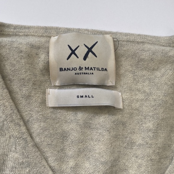 Banjo + Matilda 100% Cashmere V-Neck Sweater S - Picture 8 of 10